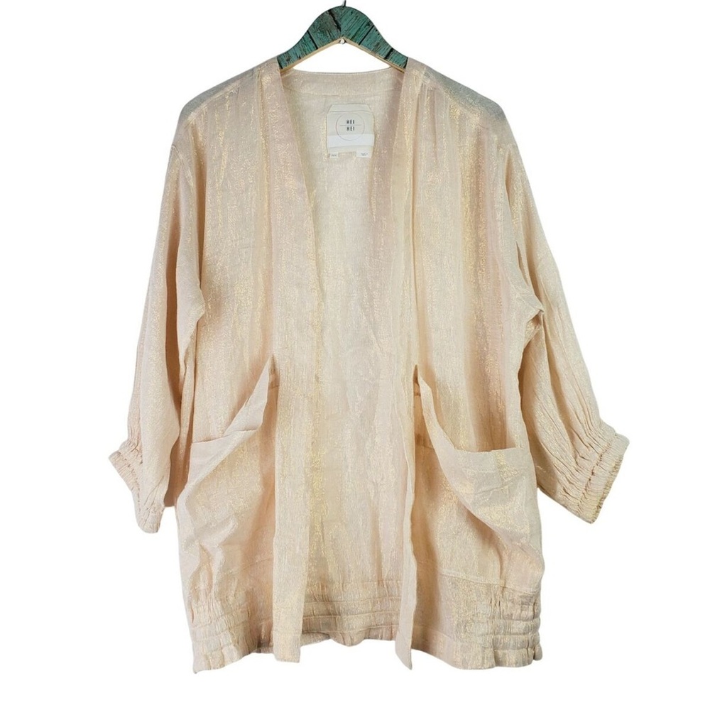 Anthropologie Hei Hei Gold Metallic Kimono Cardigan